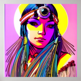 Mooi Native American Vrouw Poster