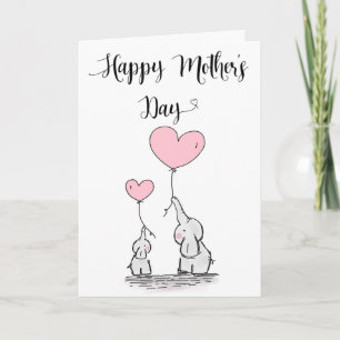 Mooi Olifant en Baby Moederdagkaart Kaart