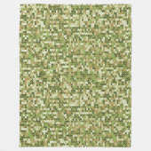 Mooi oma gebreid patroon in groene olijf kleur fleece deken (Voorkant)