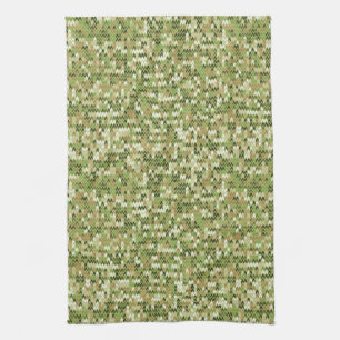 Mooi oma gebreid patroon in groene olijf kleur theedoek