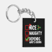 Mooi ondeugend hangt ervan af wie er kerst vraagt sleutelhanger (Voorkant Links)