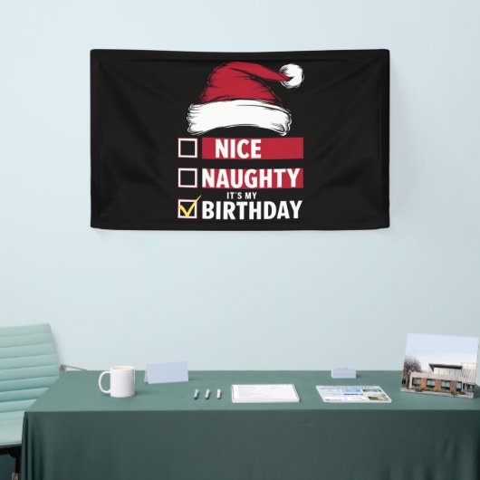 Mooi ondeugend Het is mijn verjaardag Kerstlijst K Spandoek (Beurs)