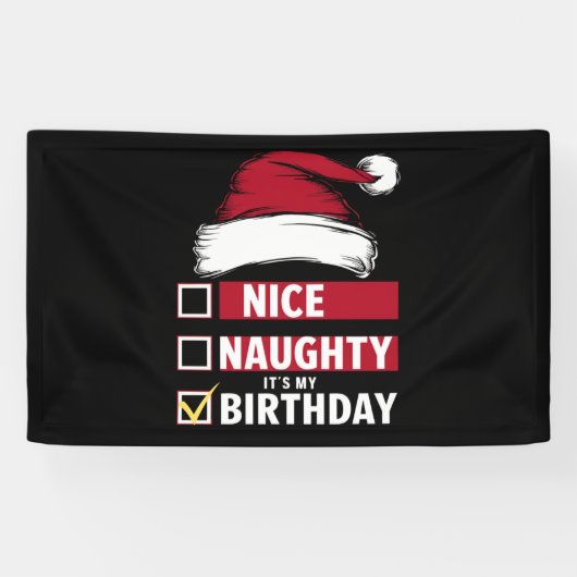 Mooi ondeugend Het is mijn verjaardag Kerstlijst K Spandoek (Horizontaal)