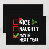 Mooi ondeugend misschien volgend jaar Kerstman Ker Kaart (Voorkant / Achterkant)