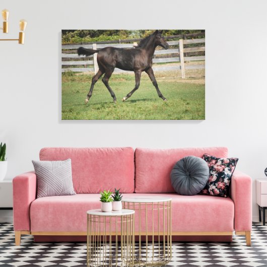 Mooi Paard dat door het veld loopt Canvas Afdruk (Insitu (Woonkamer))