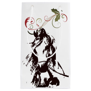 Mooi paard en Holly Winter Holiday Kerstmis Klein Cadeauzakje