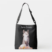 Mooi Paard en Roze Bloemen Gepersonaliseerd Crossbody Tas (Achterkant)