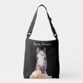 Mooi Paard en Roze Bloemen Gepersonaliseerd Crossbody Tas (Voorkant)