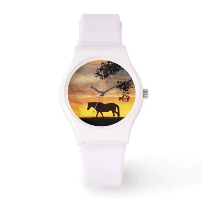 Mooi paard in de Sunset Watch Horloge (Voorkant)
