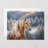 Mooi paard in het Snow Christmas Briefkaart (Voorkant / Achterkant)
