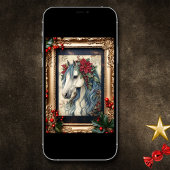 Mooi  Paard met Lijst Kerst Feestdagen Kaart