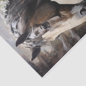 Mooi Paard met Winter Krans Kerstmis Tissuepapier (Detail)