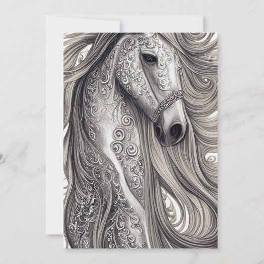 Mooi paard Modern Script 50th Birthday Kaart (Achterkant)