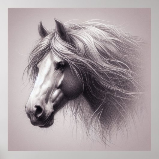 Mooi paard potlood tekening huis kantoor decor poster (Voorkant)