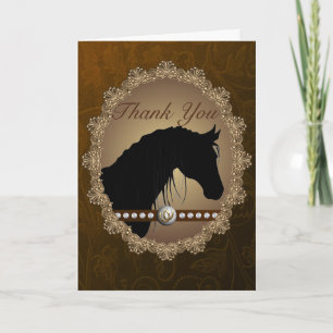 Mooi Paardensilhouet Western Dank u kaart