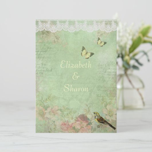 Mooi,  papier, bruiloft uitnodiging (Staand voorkant)