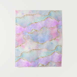Mooi Pastel Agaat Goud Glitter Ader Waterverf Wandkleed