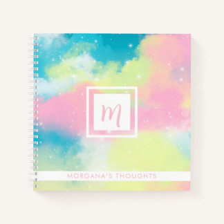 Mooi Pastelkleurig Monogram Vierkant Notitieboek