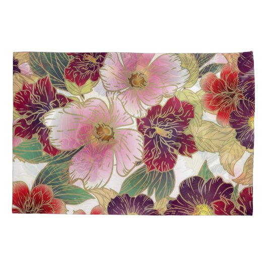 Mooi patroon met bloemenelement groen roze kussensloop (Achterkant-Links)