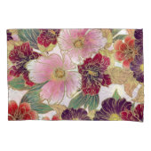 Mooi patroon met bloemenelement groen roze kussensloop (Voorkant-Links)