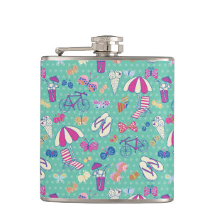 Mooi patroon met zomerelementen heupfles