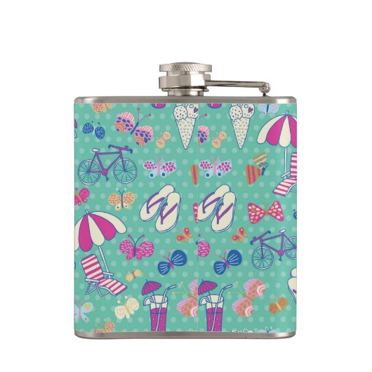 Mooi patroon met zomerelementen heupfles (Achterkant)