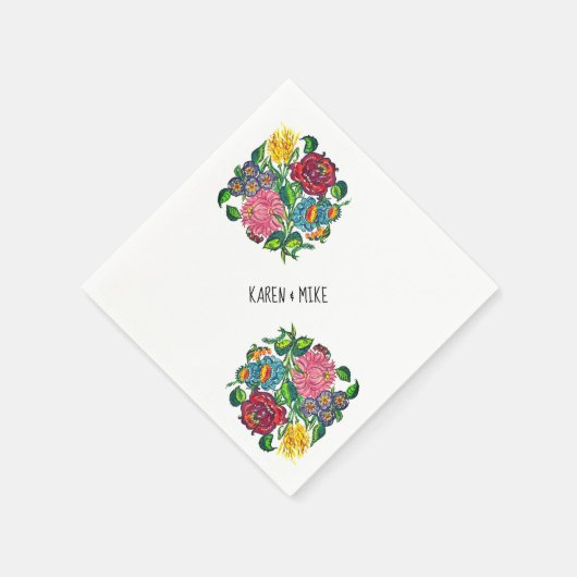 Mooi persoonlijk Hongaars bloemmotief Servet (Hoek)