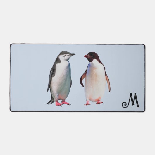Mooi Pinguïn Paar en Monogram Bureaumat (Voorkant)