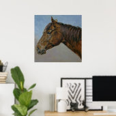 Mooi portret van bruin paard poster (Thuiskantoor)