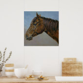 Mooi portret van bruin paard poster (Keuken)