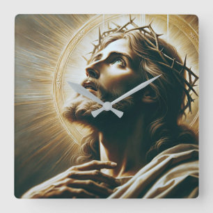 Mooi Portret van Jezus met de kroon Vierkante Klok