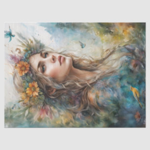 Mooi Portret Vrouw Decoupage Meubels Tissuepapier