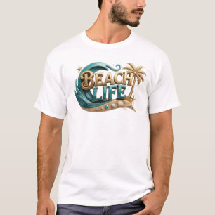 Mooi & prachtig STRANDLEVEN Artistiek motief T-shirt