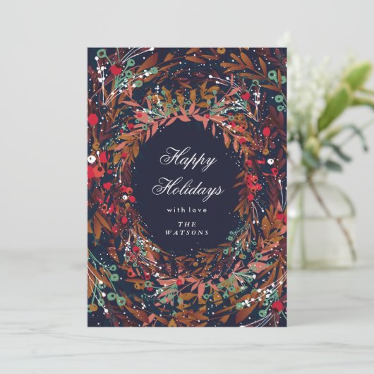 Mooi Prettige feestdagen Floral Feestdagenkaart (Staand voorkant)