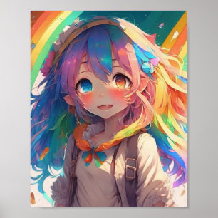 Mooi Regenboog Anime Meisje Poster