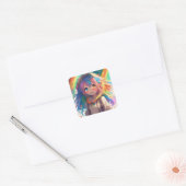 Mooi Regenboog Anime Meisje Vierkante Sticker (Envelop)