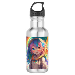 Mooi Regenboog Anime Meisje Waterfles