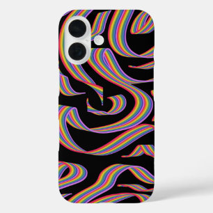 Mooi regenboogkleurig lint draait patroon kunst iPhone 16 hoesje