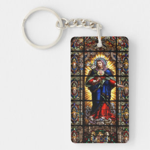 Mooi Religieus heilig hart van Maagd Mary Sleutelhanger