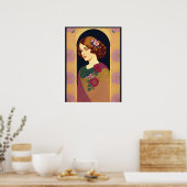 Mooi, retro, art deco, jaren '30 dame portret, chi poster (Keuken)