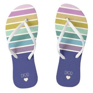 Mooi retro gestreepte patroon teenslippers