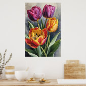 Mooi romantisch tulpenveld poster (Keuken)