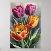 Mooi romantisch tulpenveld poster (Voorkant)