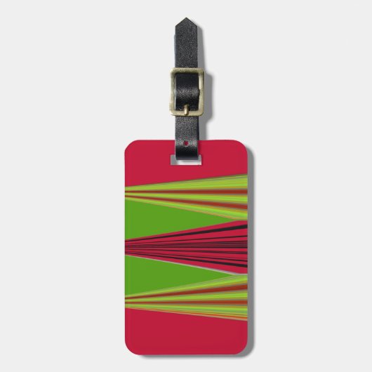 Mooi rood geel groen fractal art design bagagelabel (Voorkant verticaal)