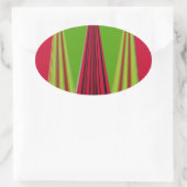 Mooi rood geel groen fractal art design ovale sticker (Tas)