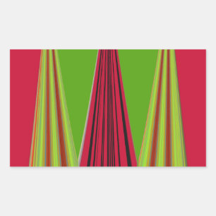 Mooi rood geel groen fractal art design rechthoekige sticker