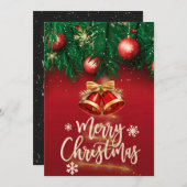 Mooi Rood Goud Kerstgroet Feestdagenkaart (Voorkant / Achterkant)