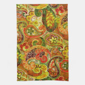 Mooi rood groen paisley Floral Pattern Theedoek (Verticaal)