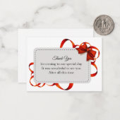 Mooi rood lint dank u kaarten notitiekaartje (Voorkant / Achterkant in situ)