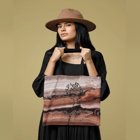 Mooi Rood Sinaasappel Marmer met Rozen Draagtas